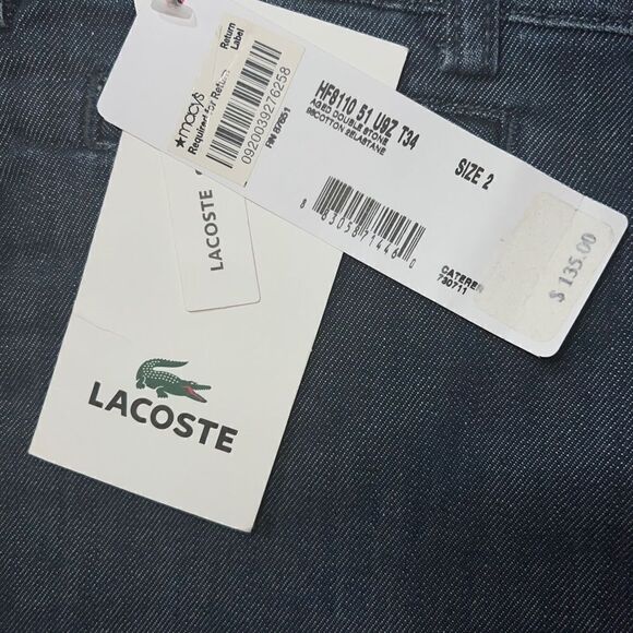 Lacoste Women Devanley Blue Denim Jeans Straight Leg Aged Double Stone 2 NWT - Picture 9 of 9